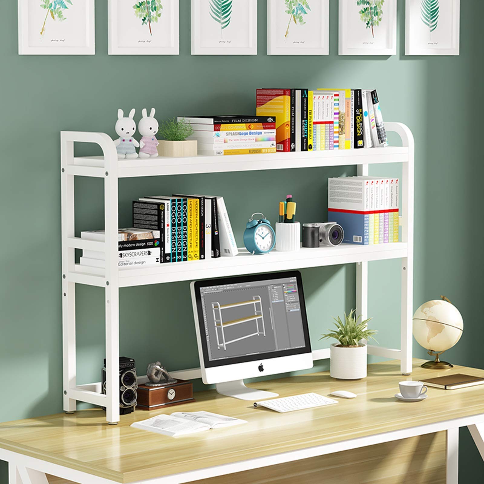 3-Tier White Metal Bookcase Shelf - Desktop Organizer for Books, Office Supplies & Decor | Space-Saving Storage for Home, Office & Dorm Rooms | Modern Display Shelf with Sturdy Metal Frame