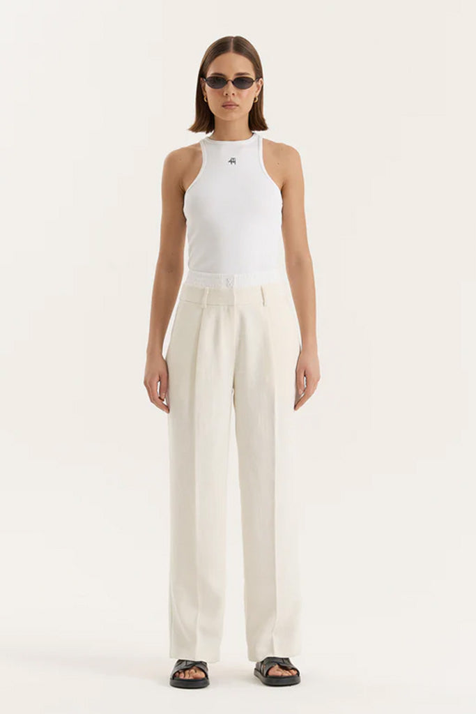 4th & Reckless Georgia Trouser in Buttercream - Women's High-Waisted Wide Leg Pants for Work, Office & Casual Outfits