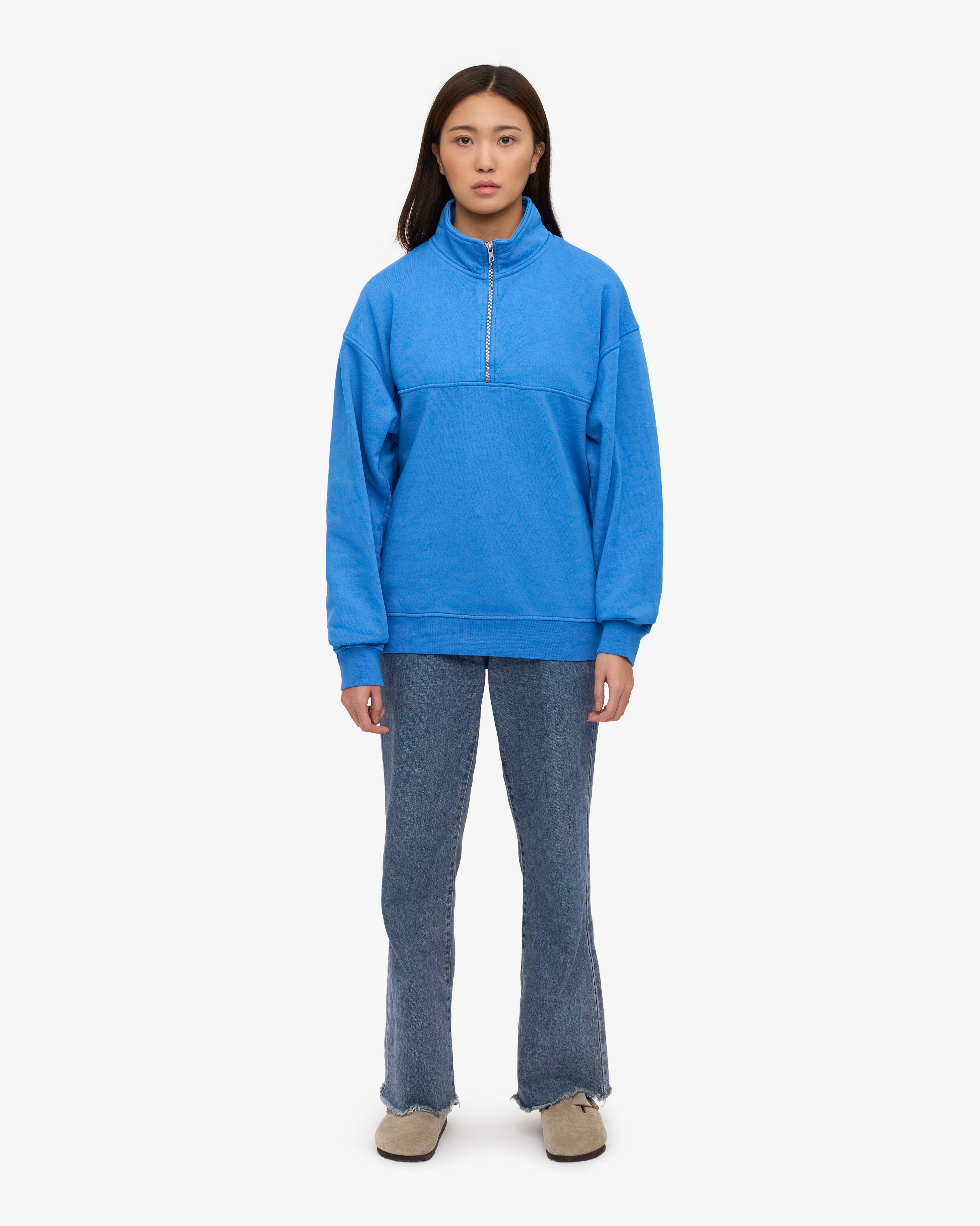 Organic Quarter Zip Sweatshirt for Men - Soft & Comfortable Pacific Blue Pullover - Perfect for Casual Wear, Outdoor Activities & Layering in Cool Weather