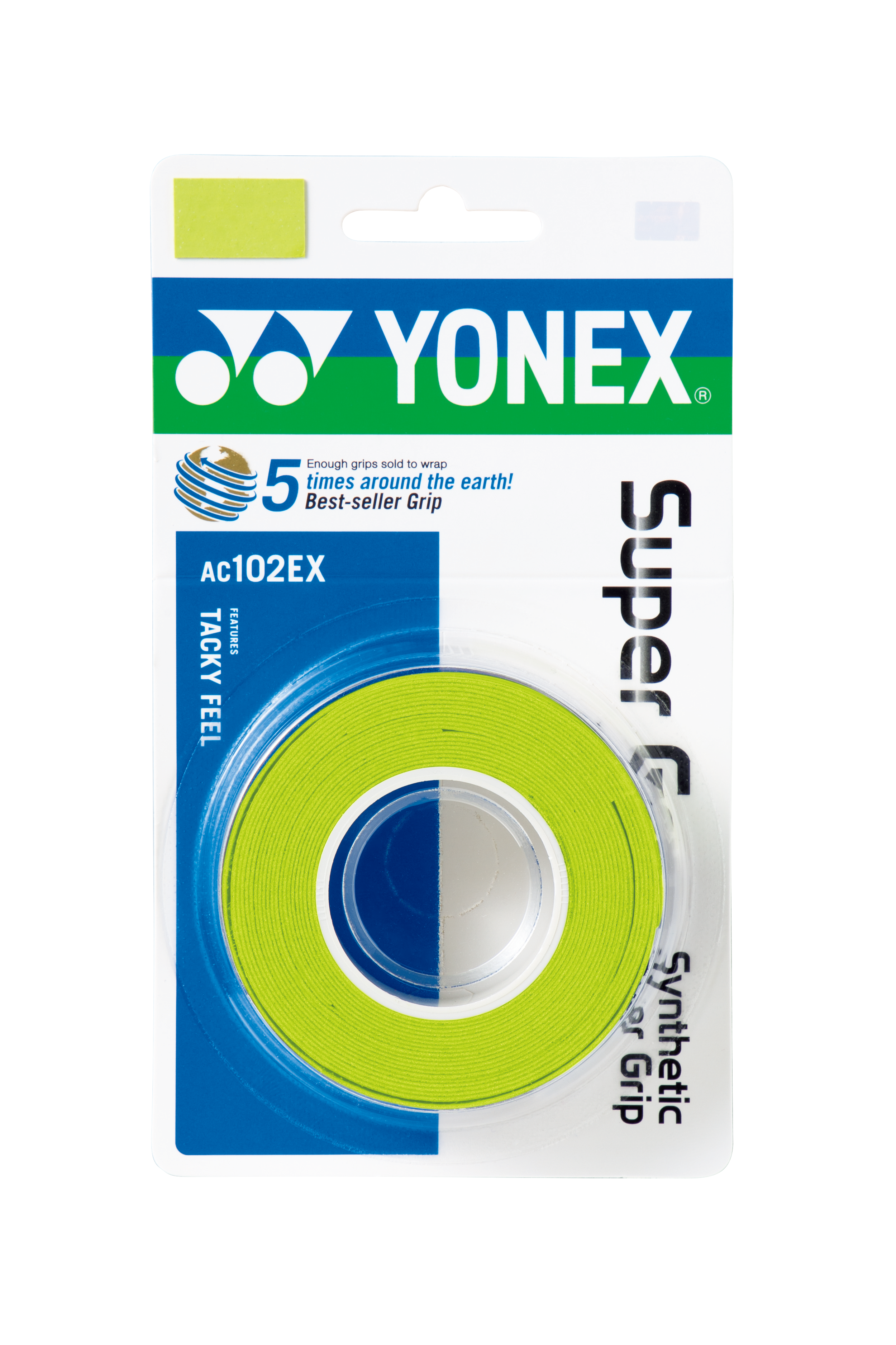 Yonex AC102EX Super Grap Tennis Badminton Grip Tape (Citrus Green) - Non-Slip Sweat Absorbent for Enhanced Performance | Perfect for Tennis, Badminton, Squash & Racquet Sports