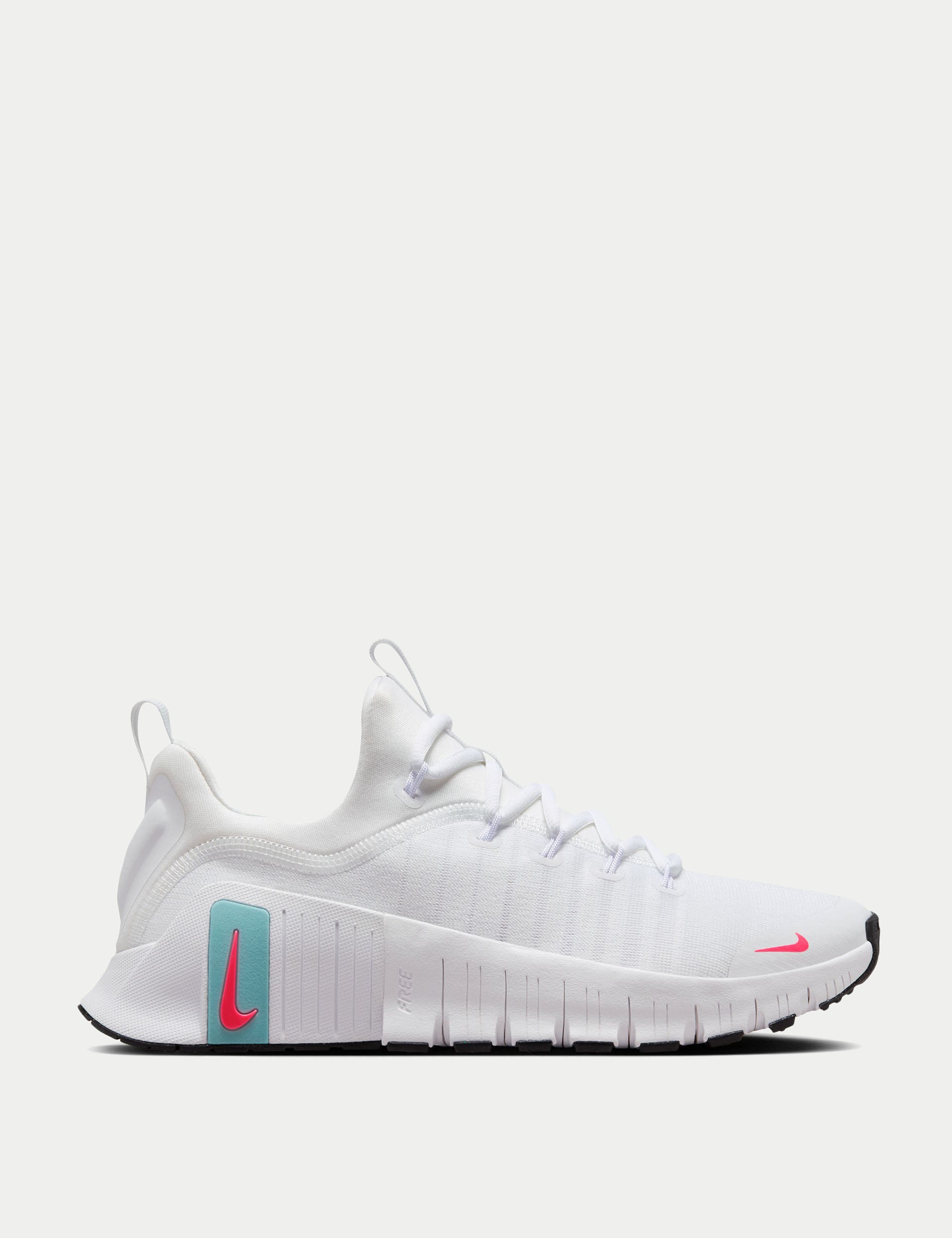Nike Free Metcon 6 Training Shoes - White/Denim Turquoise/Black/Hot Punch - Perfect for CrossFit, Gym Workouts & Weightlifting