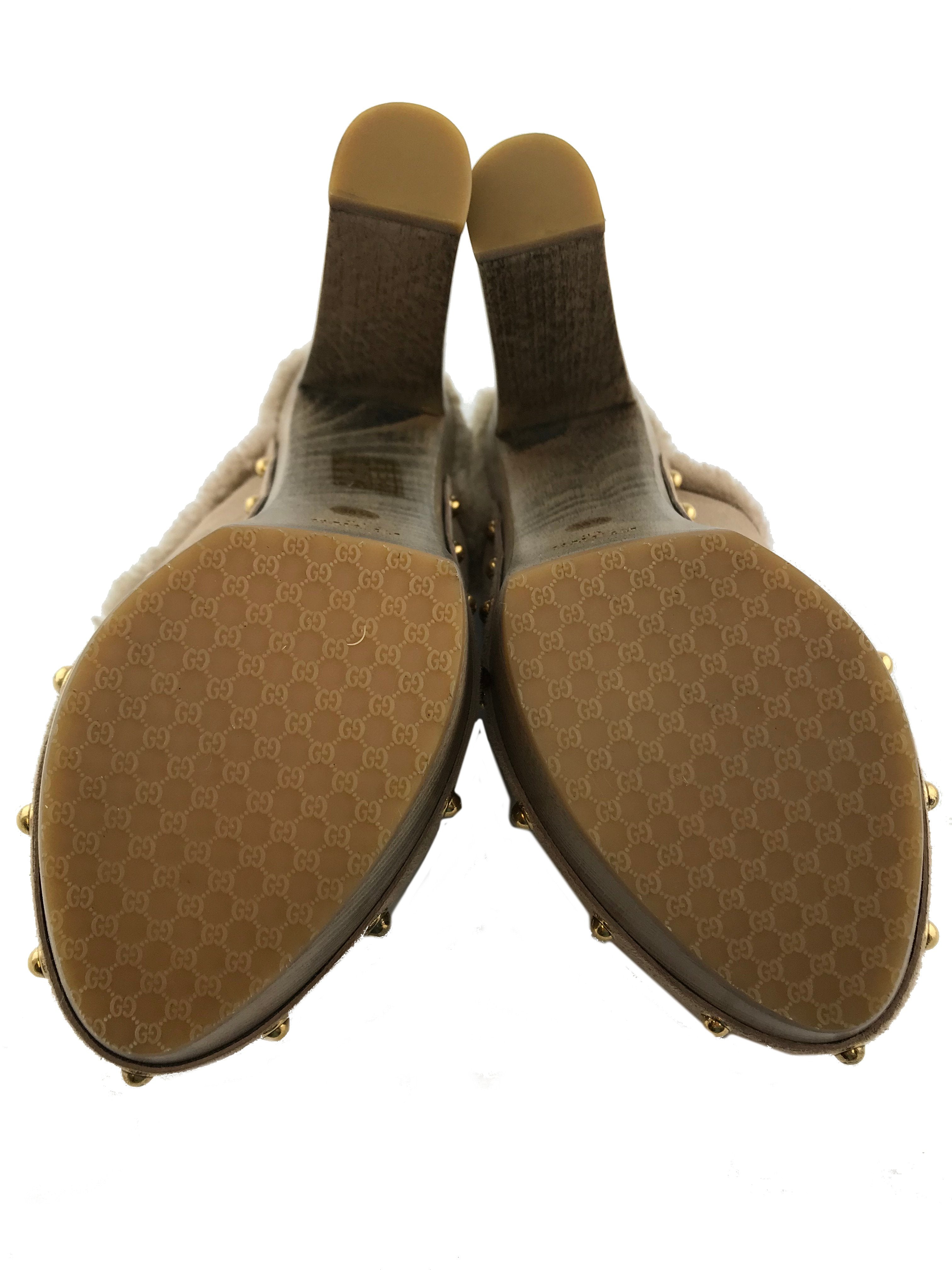 Gucci Suede Shearling Montana Platform Clogs for Women - Size 8.5 US | Luxury Shearling Lined Clogs for Winter Comfort & Style | Perfect for Casual Outings & Home Wear