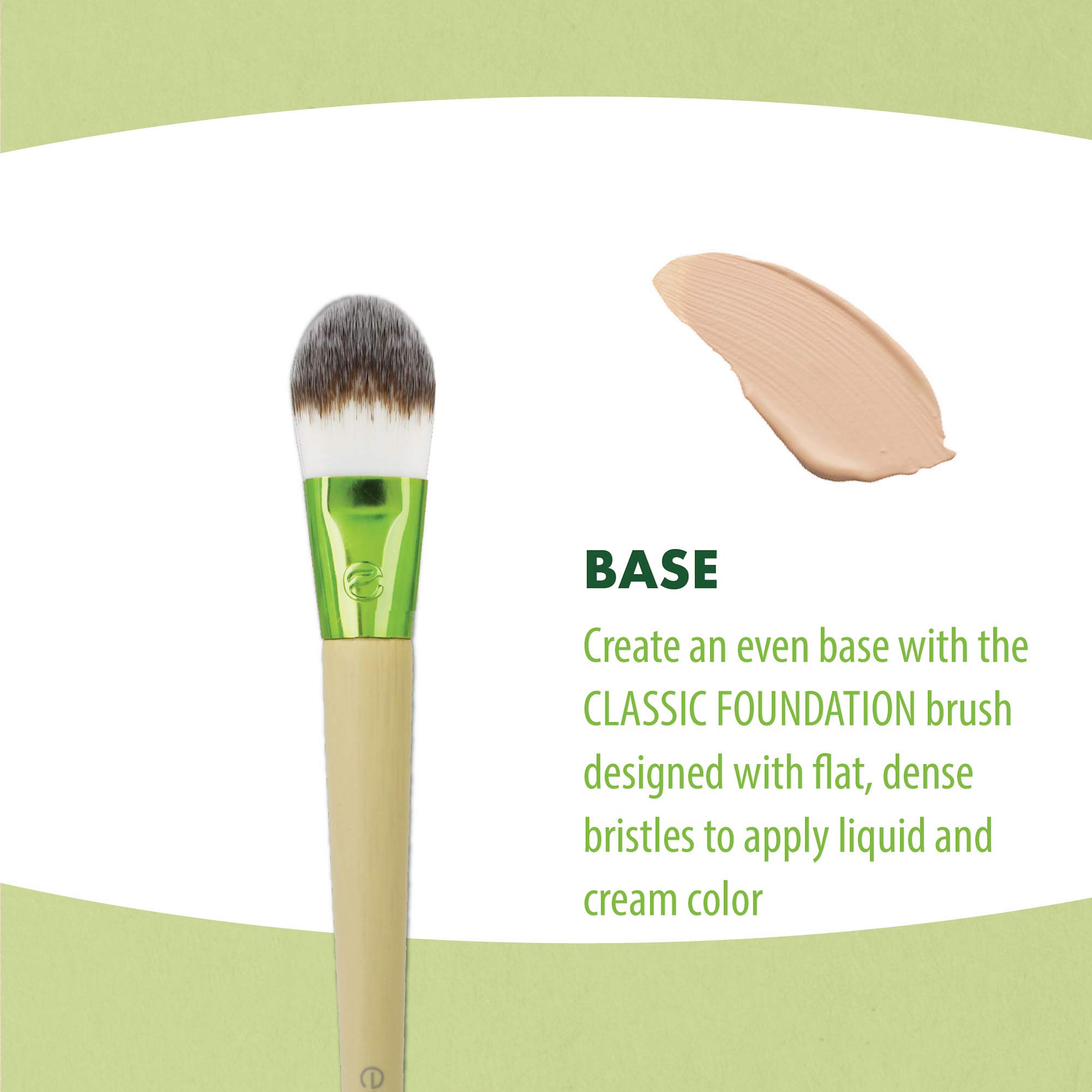 EcoTools 5-Piece Vegan Makeup Brush Set with Travel Pouch - Foundation, Concealer & Powder Brushes for Flawless Makeup Application | Perfect for Travel & Everyday Use