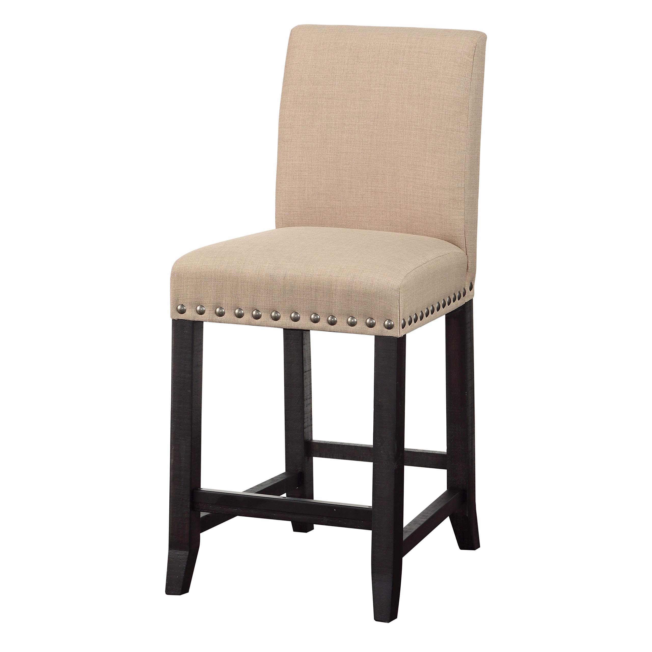 Modus Furniture Yosemite Upholstered Kitchen Counter Stool Set of 2 - Cafe Brown Bar Stools with Back Support for Breakfast Nook, Kitchen Island & Dining Room Decor