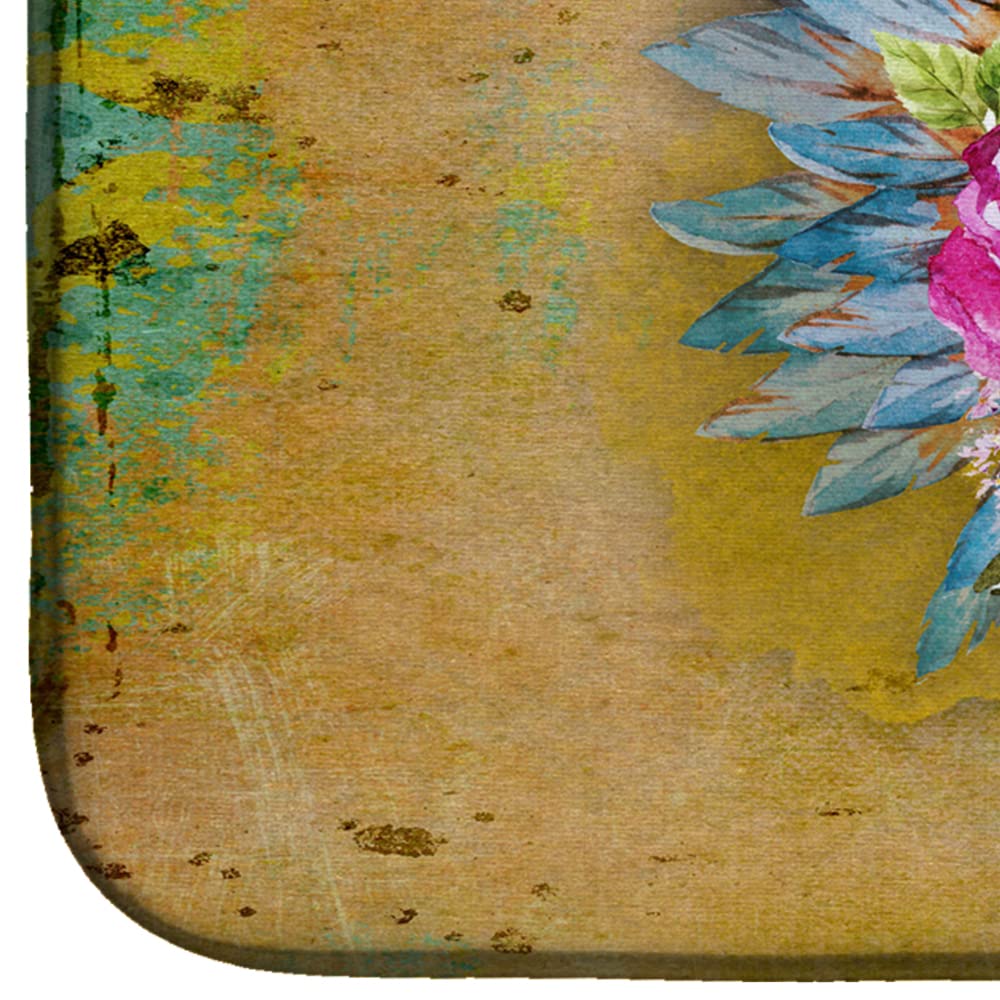 Colorful Day of the Dead Skull Dish Drying Mat - Absorbent Kitchen Counter Pad (14x21