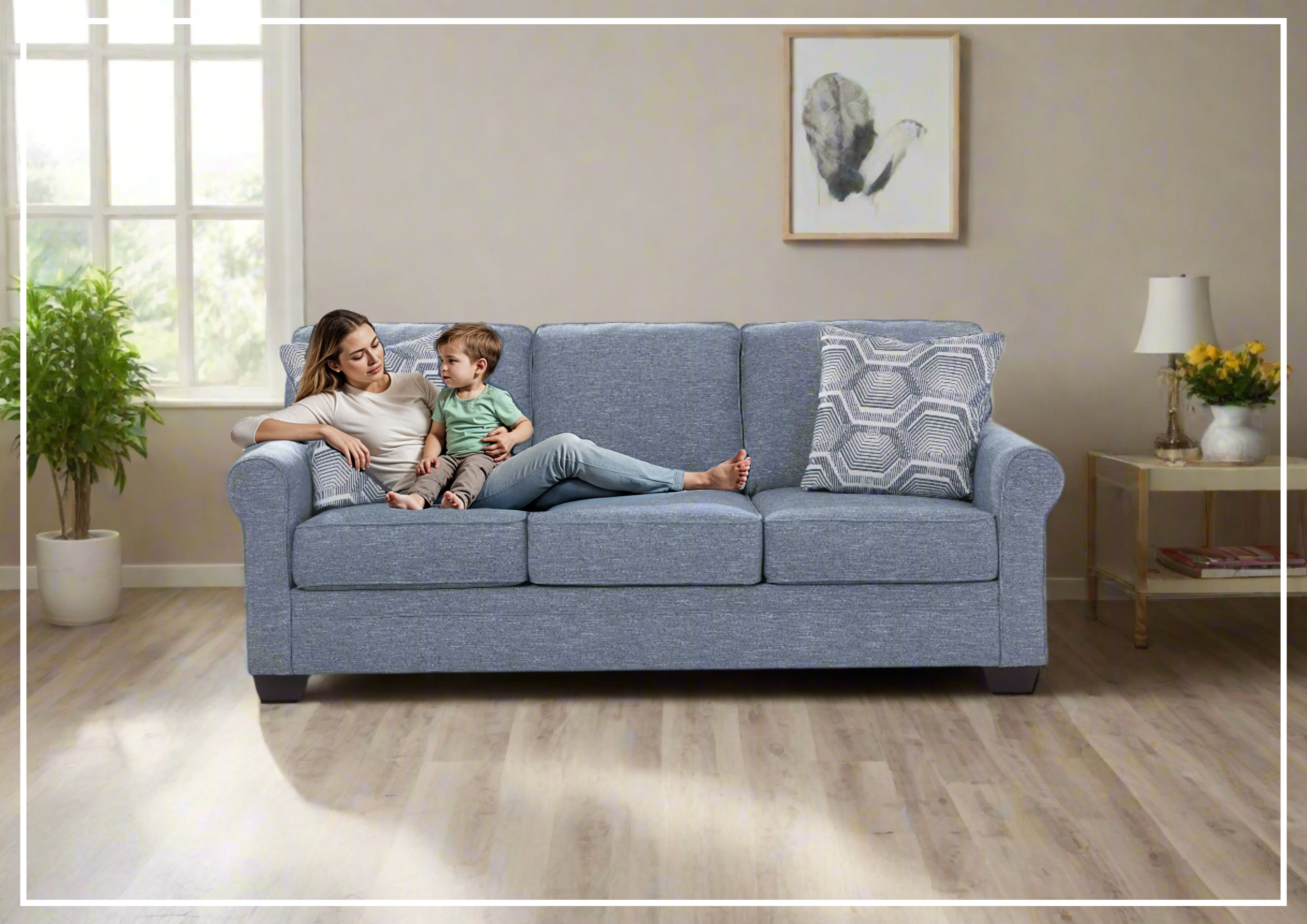 Gio Italia Como Bella Queen Sofa Sleeper - Denim Blue Convertible Sleeper Sofa Bed for Small Spaces | Perfect for Guest Rooms, Apartments & Living Rooms