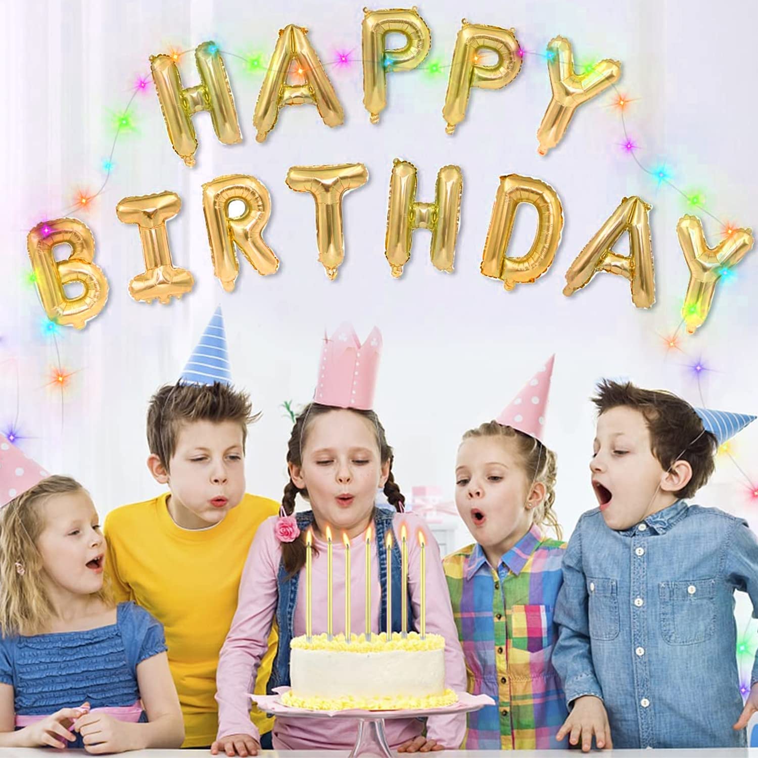 9-Piece Gold Birthday Candles Set - Long Thin Cake Candles with Balloons | Elegant Cake Topper for Birthday & Wedding Decorations | Perfect for Party, Anniversary, and Celebration Cakes