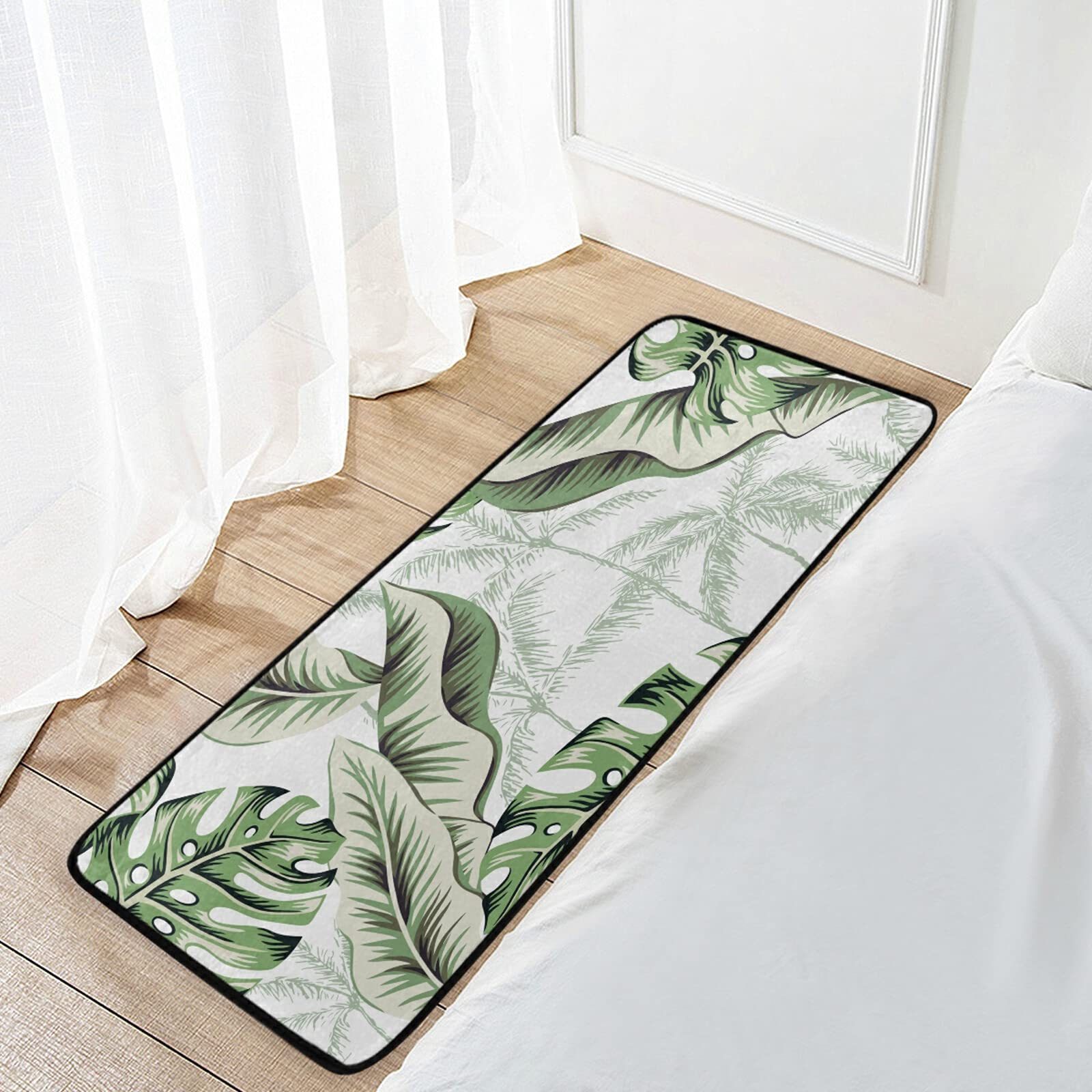 Susiyo Anti-Fatigue Kitchen Mat - Non-Slip Monstera Leaf Design, Oil & Stain Resistant, Easy Clean Floor Rug for Indoor/Outdoor Use - Perfect for Kitchen, Bathroom, Entryway & High-Traffic Areas
