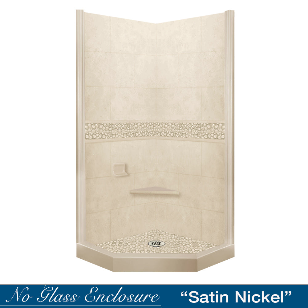 Neo Angle Desert Sand Sistine Stone & Pebble Stone Shower Accent Kit | DIY Shower Remodel for Bathroom Upgrade | Perfect for Modern Home Spa & Luxury Bathroom Renovation