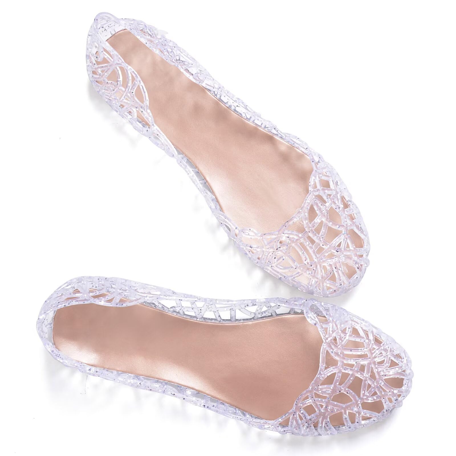 Stunning Women's Jelly Sandals - Slip On Crystal Clear Beach Shoes, Soft Hollow Ballet Flats for Summer | Perfect for Poolside, Beach Vacations & Casual Outings