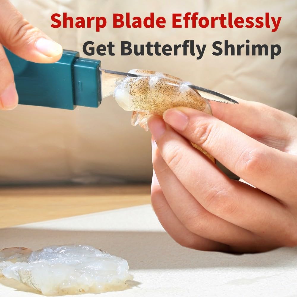 2PCS Stainless Steel Shrimp Deveiner Tool with Safety Cover - Portable Shrimp Peeler & Deveiner for Easy Cleaning - Perfect for Home Cooking, Seafood Restaurants & Outdoor BBQ