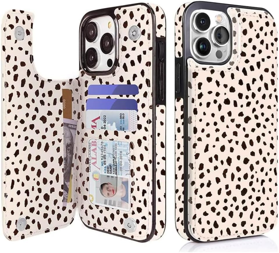 iPhone 15 Plus Wallet Case with Card Holder Slots - PU Leather Folio Flip Cover with Kickstand & Double Magnetic Clasp | Perfect for Daily Commute, Business Meetings & Travel Protection