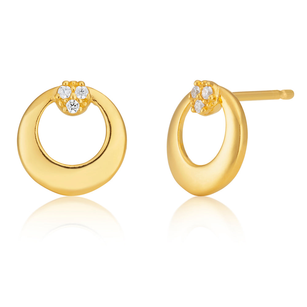 9ct Gold Filled Cubic Zirconia Round Stud Earrings - Hypoallergenic Fashion Jewelry for Women - Perfect for Everyday Wear, Parties & Special Occasions