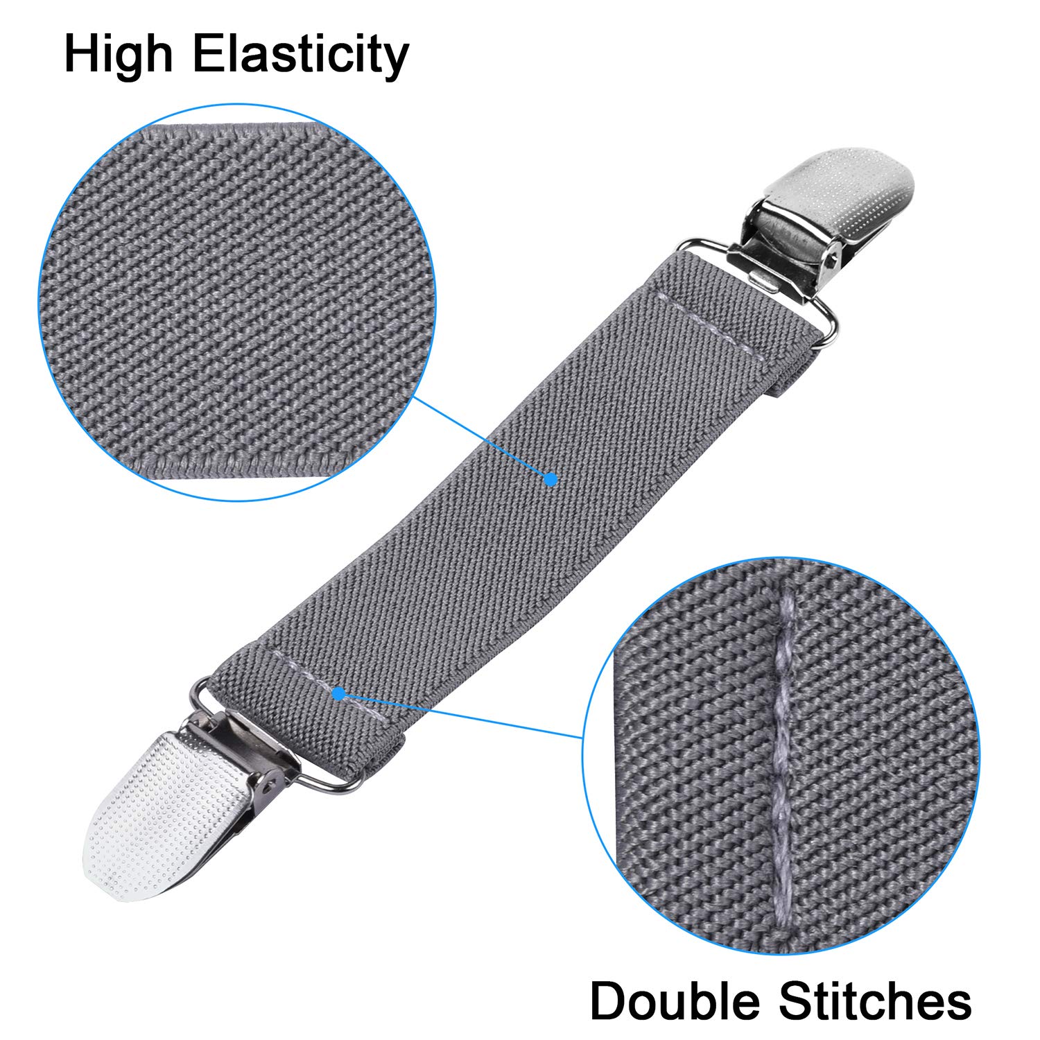 Wisdompro 4-Pack Mitten Clips with Elastic Strap - Winter Glove Holders for Toddlers, Kids & Adults - Keep Gloves Together for Skiing, Snowboarding & Outdoor Activities