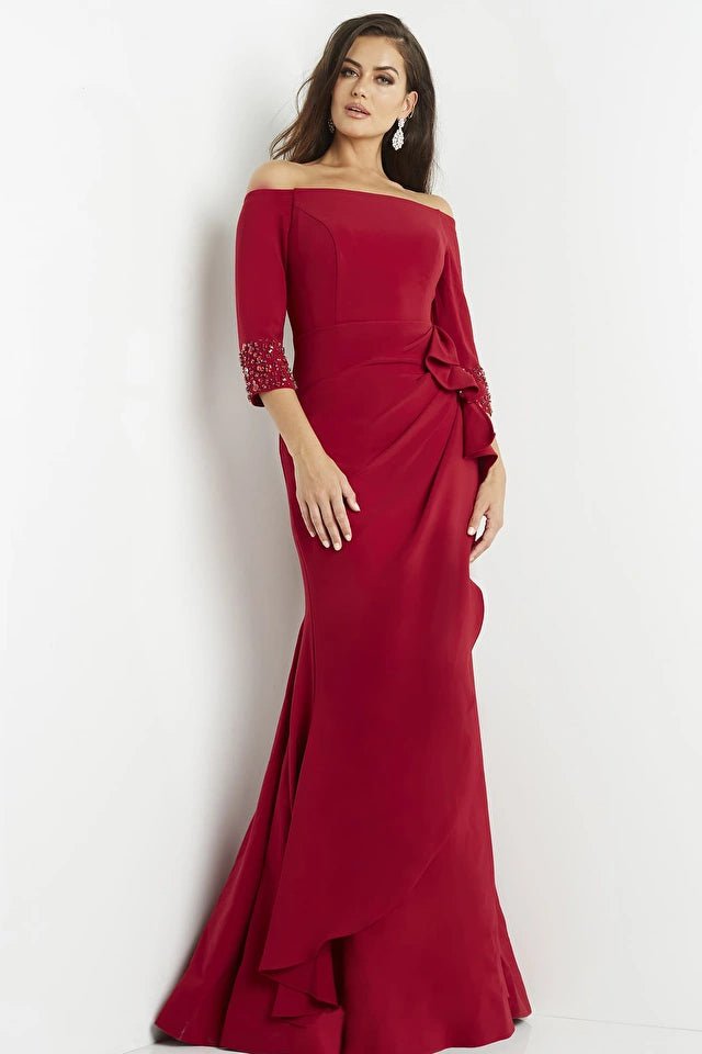 Jovani 08699 Elegant Three Quarter Sleeve Evening Dress for Prom, Wedding & Formal Events | Long Sleeve Party Gown for Women