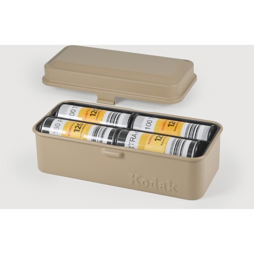Kodak Steel 120/135mm Film Storage Case with Beige Lid & Body - Perfect for Photographers, Film Enthusiasts & Travel Protection