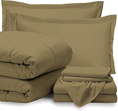7-Piece Queen Size Bed-in-a-Bag Comforter Set - 600 Thread Count 100% Cotton, 18