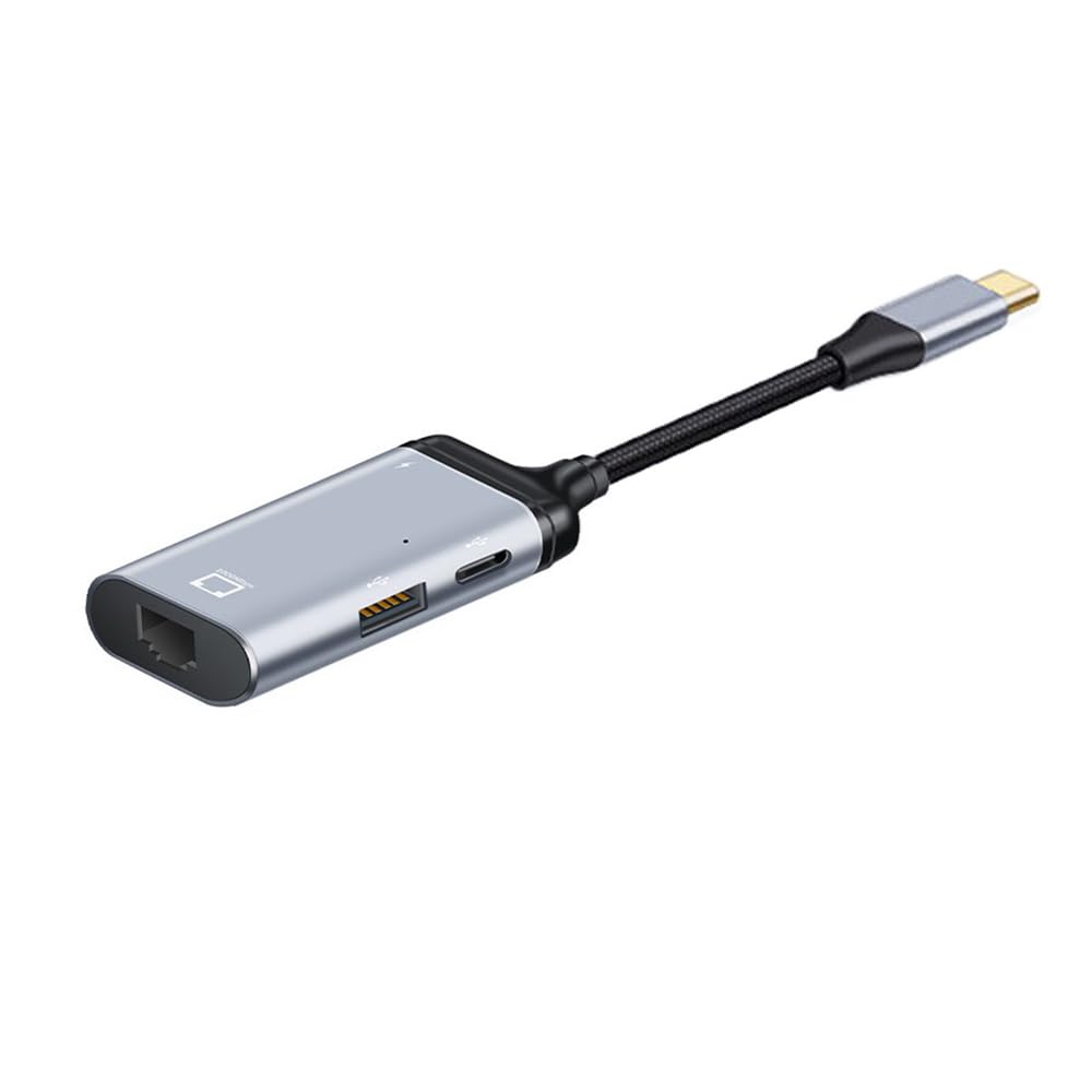 NFHK USB-C to Gigabit Ethernet Adapter with PD Power Port - 1000Mbps High-Speed LAN Network Dongle for MacBook Pro, iPad Pro, Surface Laptop - Perfect for Home Office, Gaming & Video Conferencing
