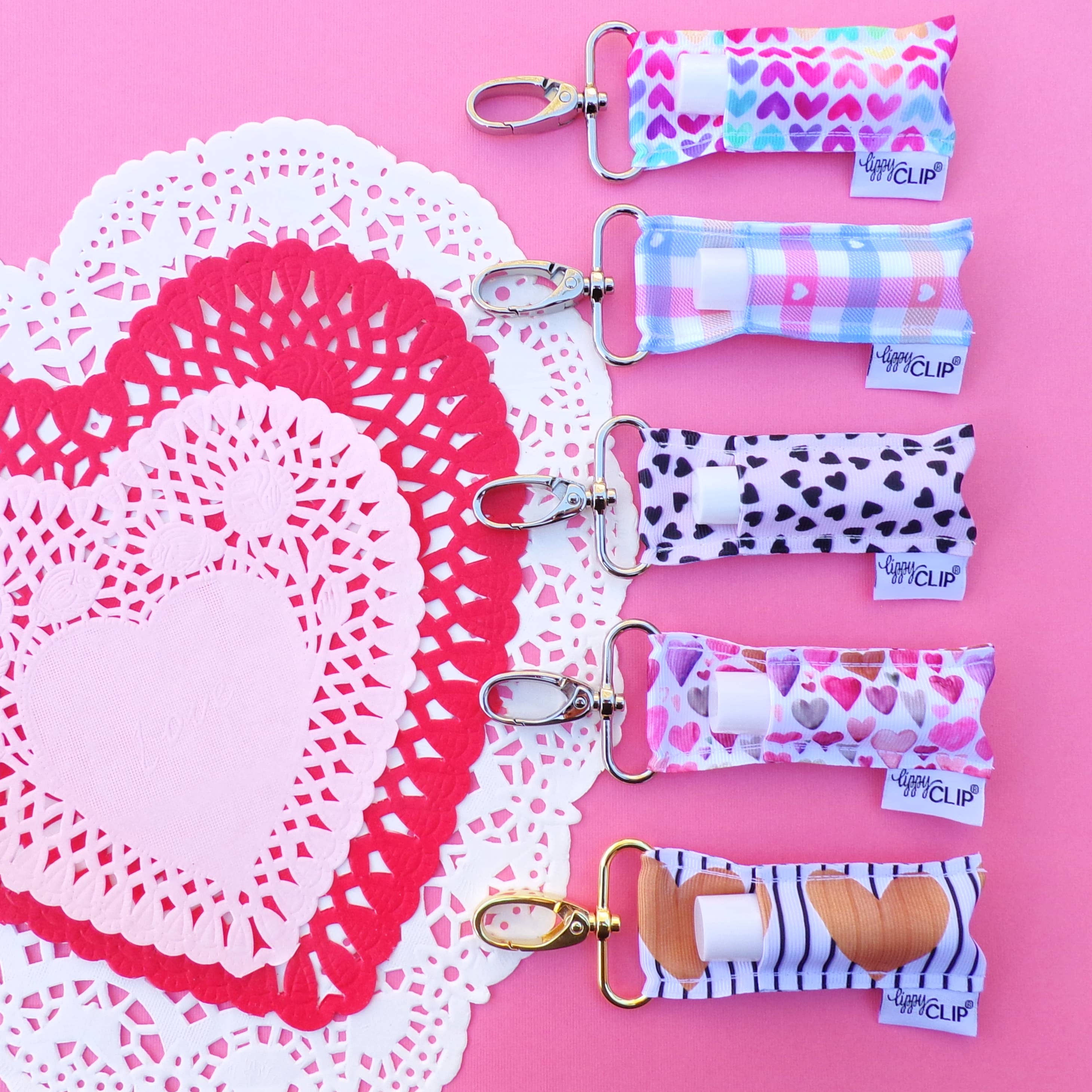 Rainbow Hearts LippyClip Lip Balm Holder - Cute & Stylish Lip Balm Keychain for Girls, Women - Perfect for School, Work, Gym & Travel Accessories