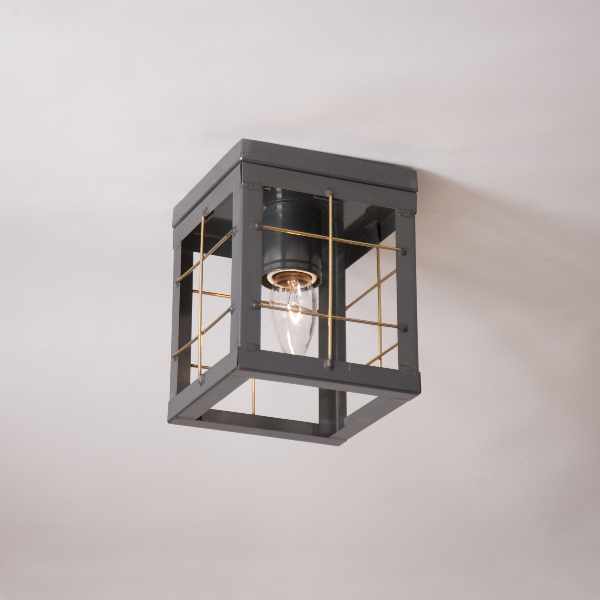 Vintage Brass Ceiling Light Fixture - Single Bulb Country Farmhouse Style for Kitchen, Dining Room & Bedroom Lighting