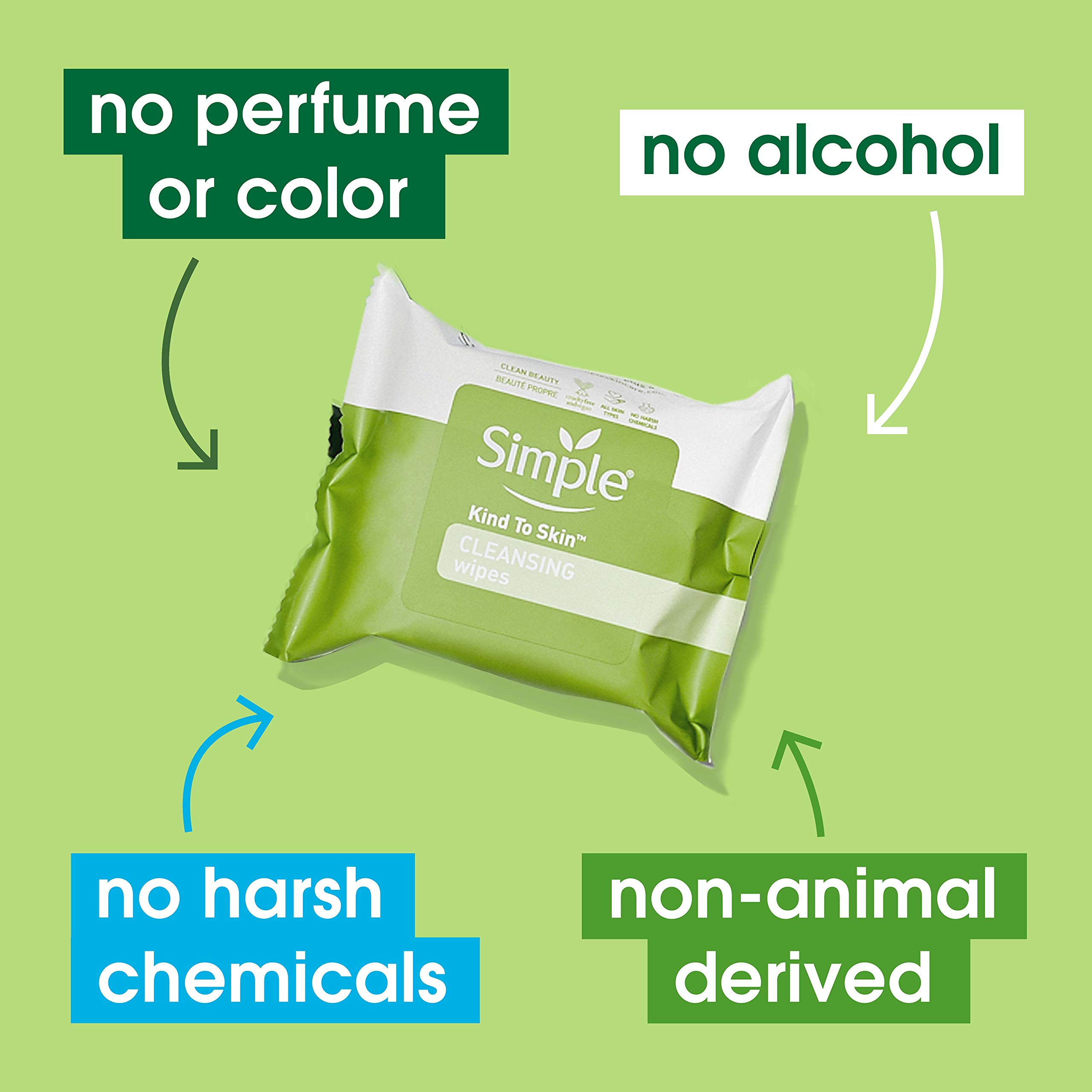 Simple Kind to Skin Facial Wipes - Gentle & Effective Makeup Remover & Cleanser | Fragrance-Free, Dye-Free, No Harsh Chemicals | 25 Wipes (2-Pack) | Perfect for Travel, Gym & Daily Skincare Routine