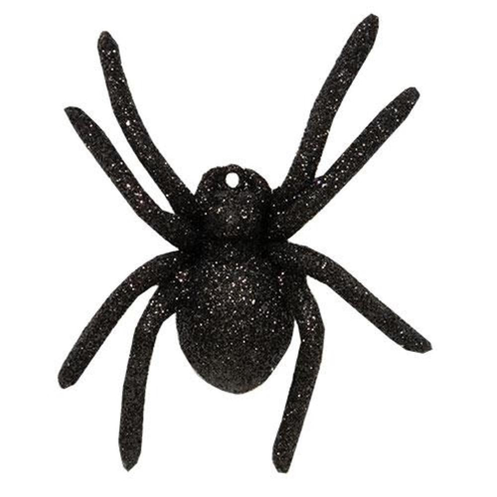 Black Glitter Spider Ornament - Halloween Decorations for Home, Party & Outdoor - Spooky Decor for Halloween Party, Yard & Window Display