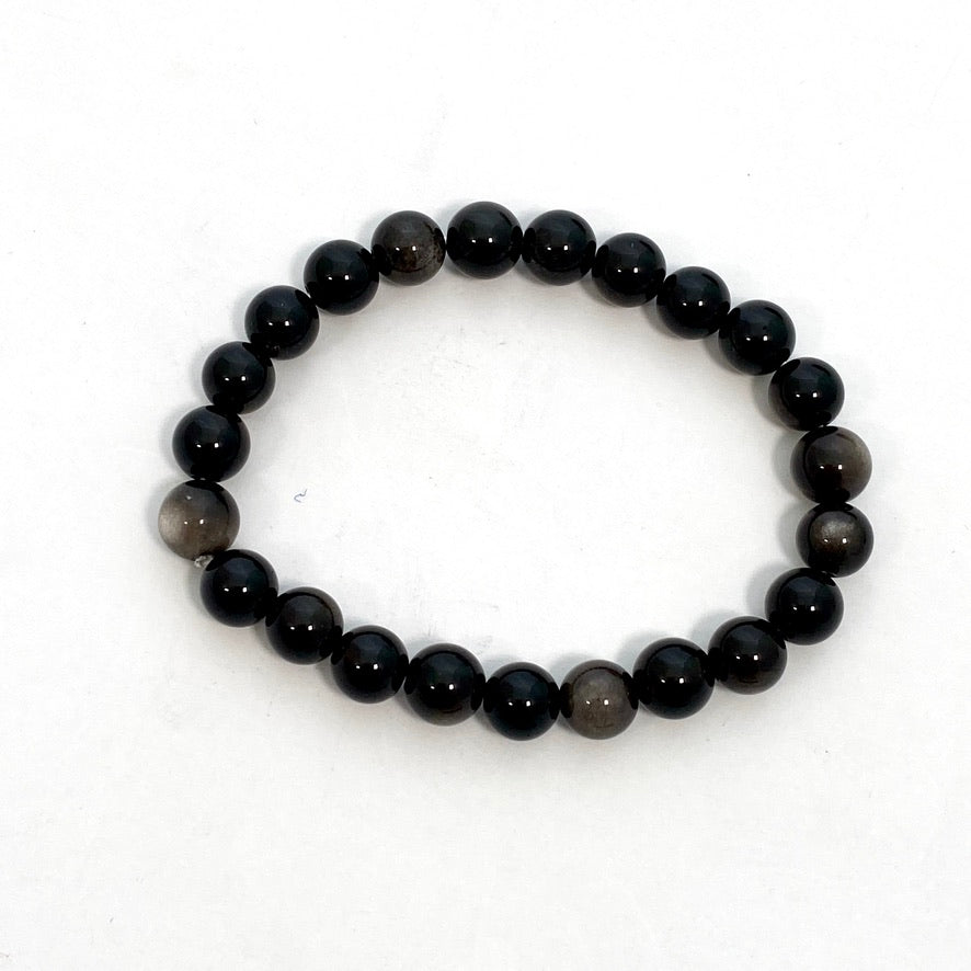 Silver Sheen Obsidian Bracelet for Women - Natural Stone Healing Crystal Jewelry for Protection & Positive Energy - Perfect for Meditation, Yoga & Spiritual Gifts