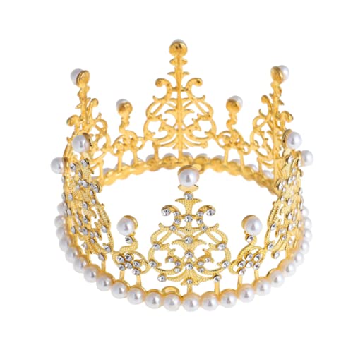 Vintage Pearl Crown Tiara for Women & Girls - Bridal Wedding Headpiece, Princess Costume Accessory, Birthday Party Decor, Cake Topper - Perfect for Brides, Pageants & Royal-Themed Events