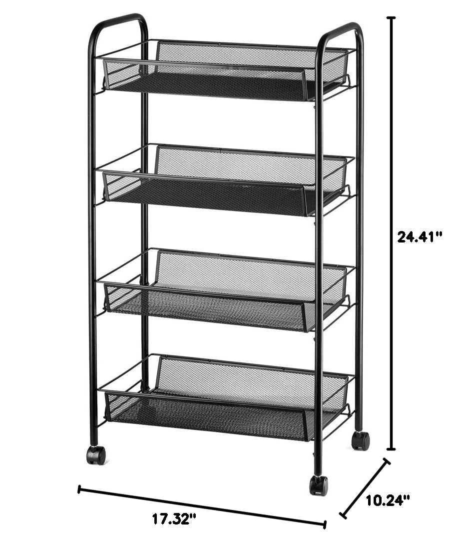**Rolling Metal Storage Cart - 3-Tier Mobile Utility Organizer with Wheels for Bathroom, Kitchen, Laundry Room | Space-Saving Shelf Tower for Home & Office Organization**
