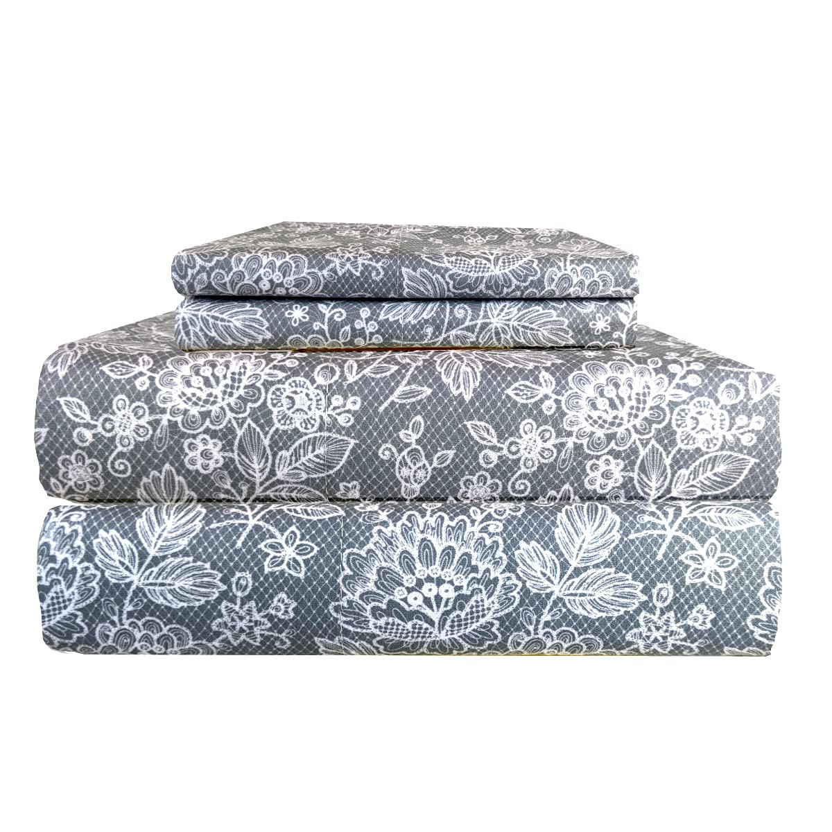 Thermee Micro Flannel Shavel Queen Sheet Set - Soft & Cozy Bedding for Winter, Romance/Grey - Perfect for Cold Nights & Cozy Bedrooms