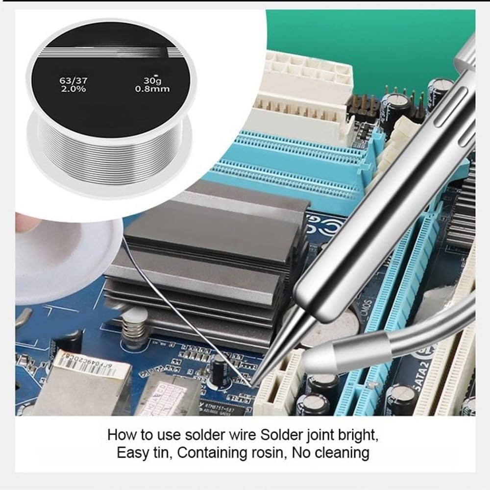 60W Multi-Function Soldering Iron Kit with Adjustable Temperature up to 480°C - Includes Solder Wire, Desoldering Pump & Tweezers - Perfect for Electronics Repair, DIY Projects & Home Improvement (Green)
