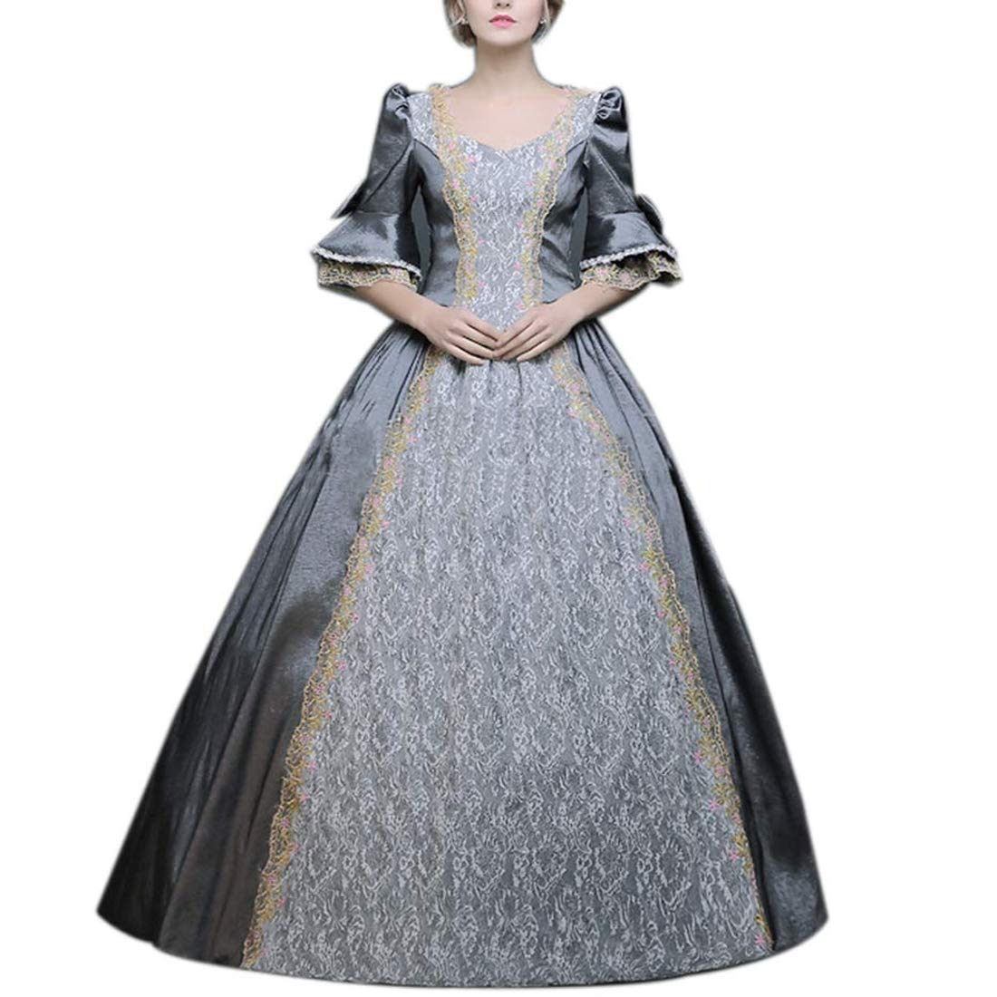 18th Century Baroque Style Red Long Satin Dress - Vintage Rococo Costume for Historical Reenactment, Cosplay & Themed Parties