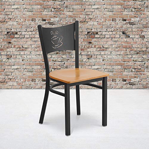 Natural Wood Seat/Black Metal Frame