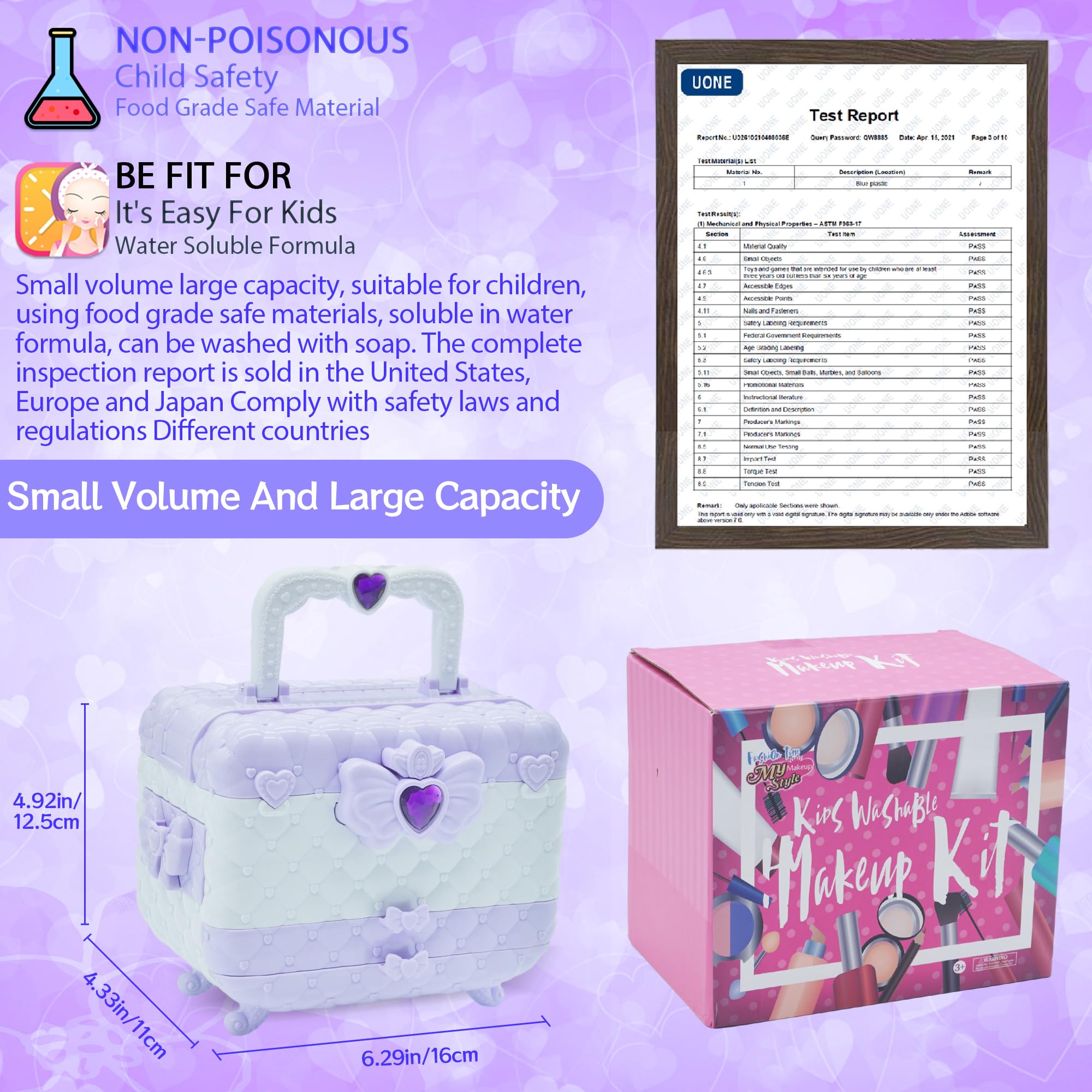 Non-Toxic Kids Makeup Kit for Girls 3-12 - Washable Play Cosmetics for Dress Up & Birthday Gifts