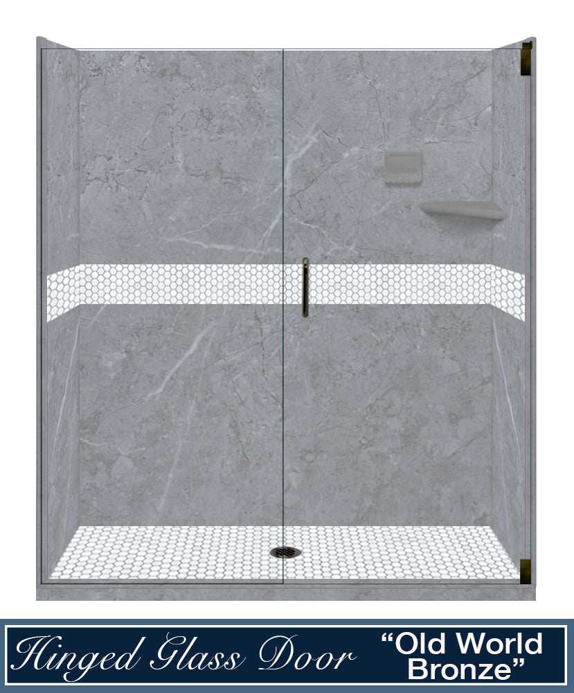 60 Alcove Grio Medici Marble & Pearl Hex Mosaic Tile - DIY Shower Remodel Kit for Bathroom & Backsplash - Waterproof Peel and Stick Wall Tiles for Kitchen, Laundry Room & Home Decor