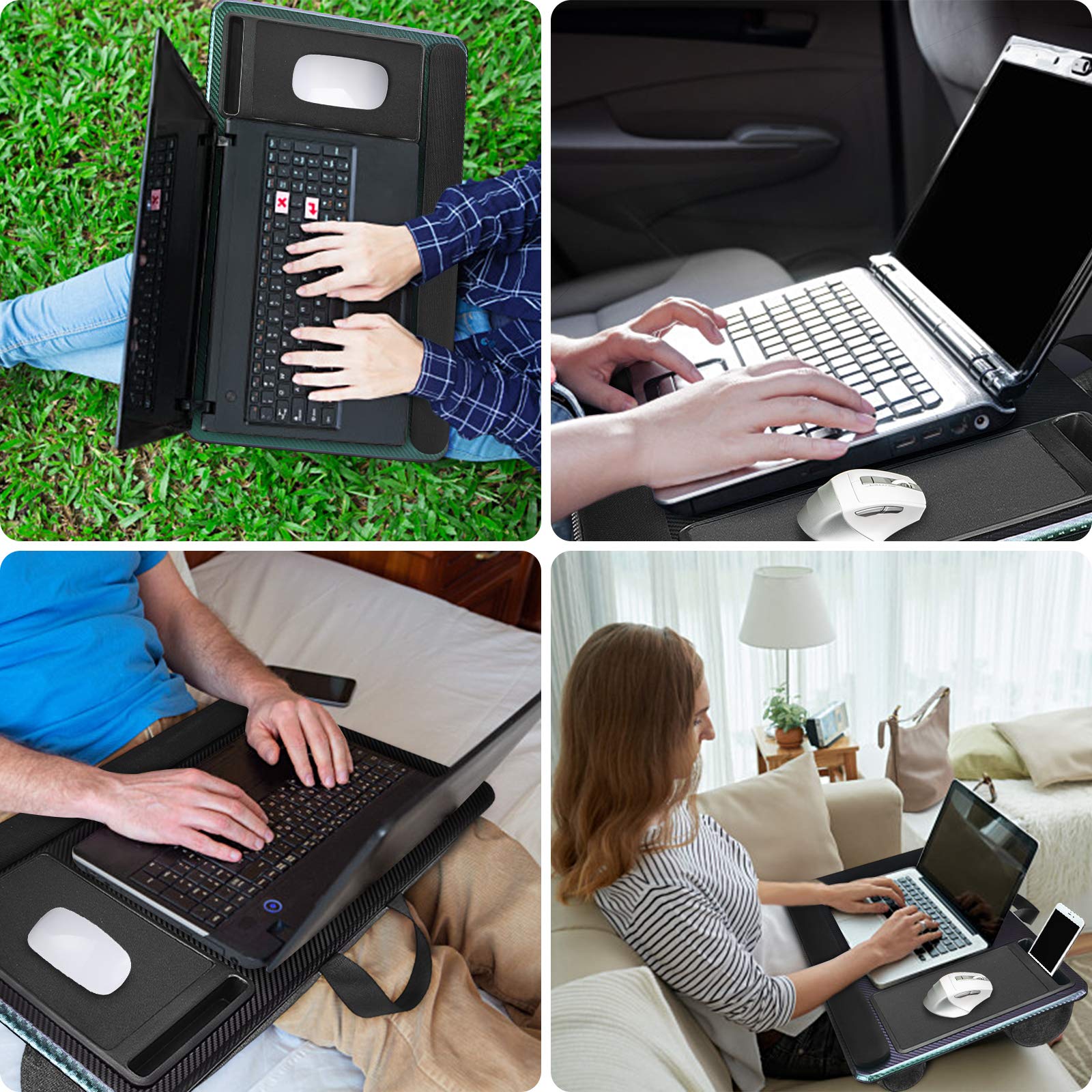 Ergonomic Laptop Tray with Built-in Mouse Pad & Anti-Slip Strip - Portable Lap Desk for MacBook, iPad & 17-Inch Notebooks - Perfect for Bed, Sofa & Office Use