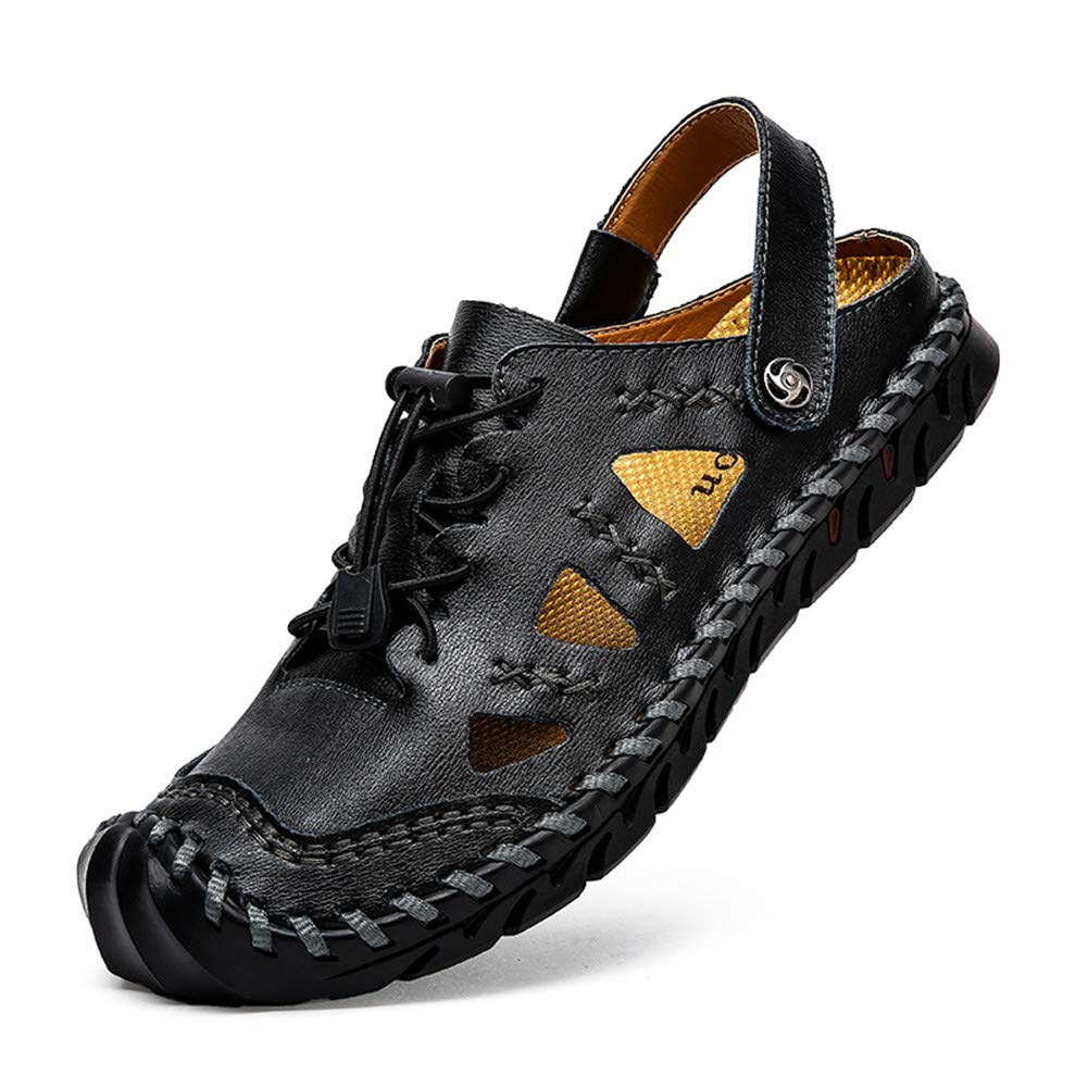 MizHome Men's Anti-Collision Toe Sandals - Slip-On Outdoor Hiking Shoes with Arch Support - Lightweight Breathable Slippers for Walking, Camping & Beach Activities