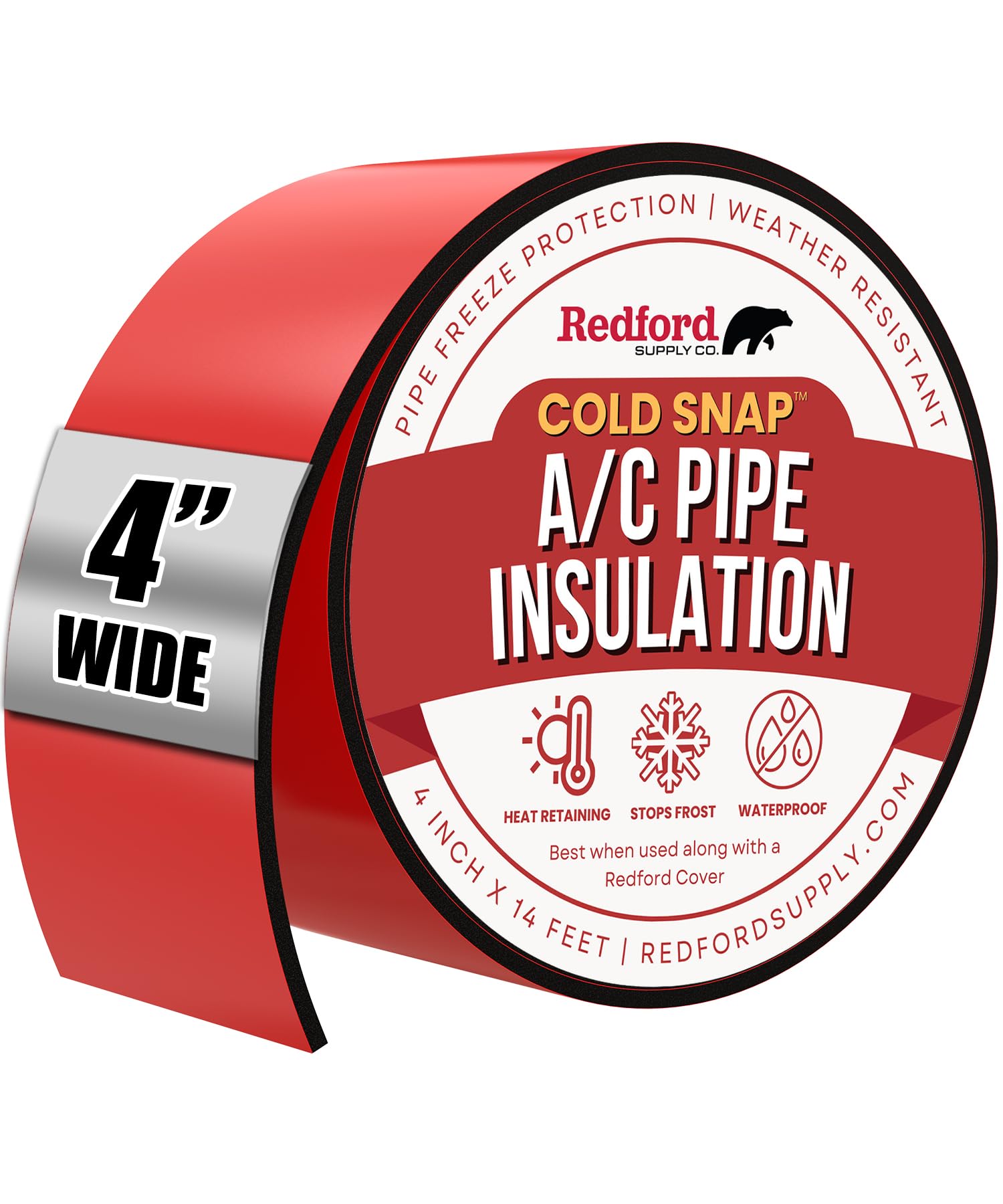 4 Inch AC Pipe Insulation Wrap - Self-Adhesive Foam Tape for HVAC, Air Conditioner Lines & Outdoor Pipes (4 in x 14 ft) - Prevents Condensation & Improves Energy Efficiency for Home & Commercial Use