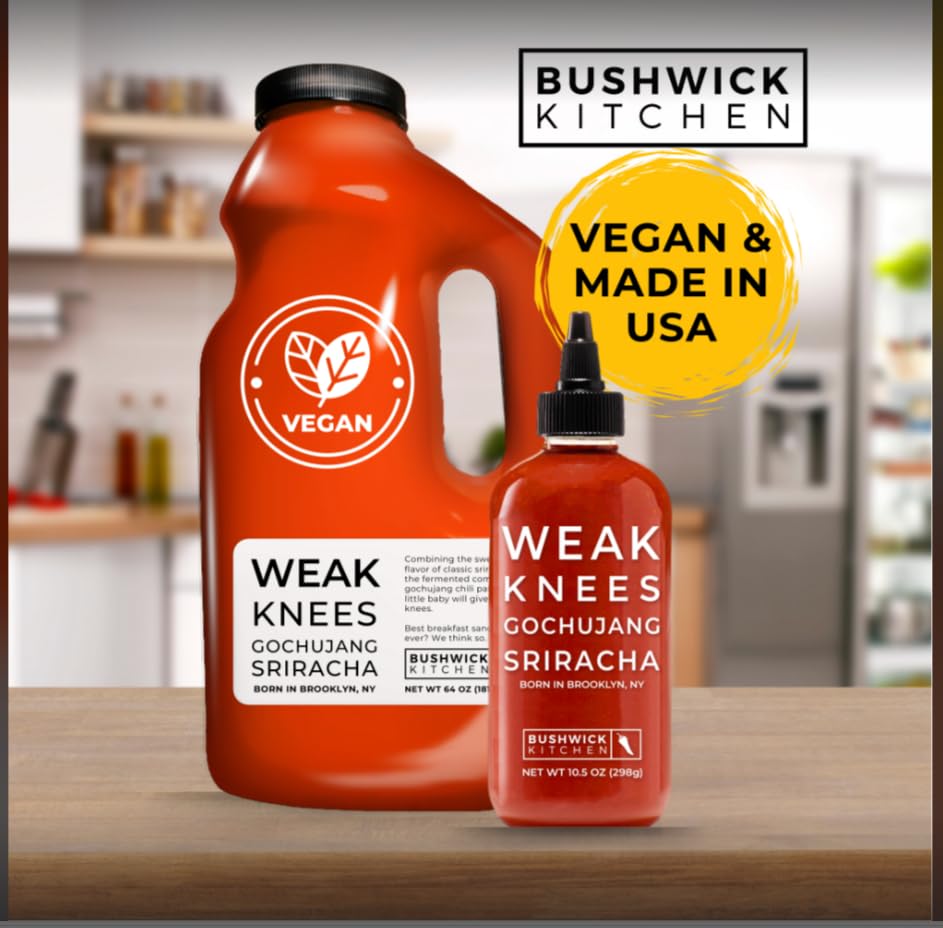 Weak Knees Curry Sriracha Hot Sauce - 10.5oz Spicy Sriracha & Gochujang Chili Paste Blend with Curry Spices in Squeeze Bottle - Perfect for Wings, Tacos, Ramen & Foodie Gifts