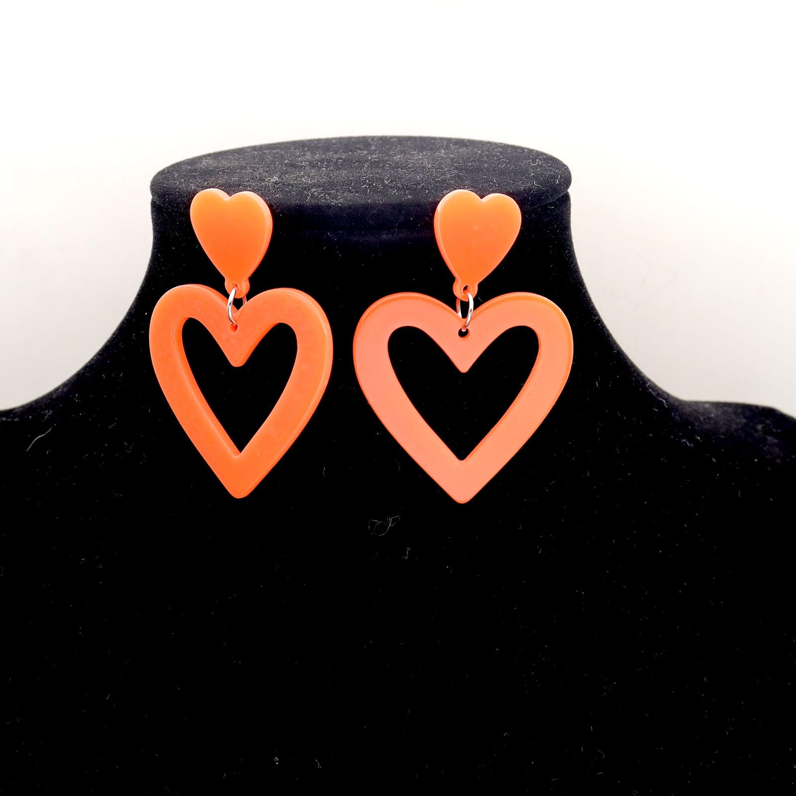 Double Heart Drop Earrings for Women - Lightweight Acrylic Dangling Love Earrings - Valentine's Day, Mother's Day Gift for Her - Perfect for Date Night, Wedding & Special Occasions