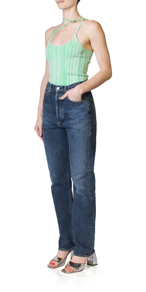 Trendy Asymmetrical Green Singlet Top for Women - Fashionable & Comfortable Summer Wear - Perfect for Casual Outings, Beach Days & Layering