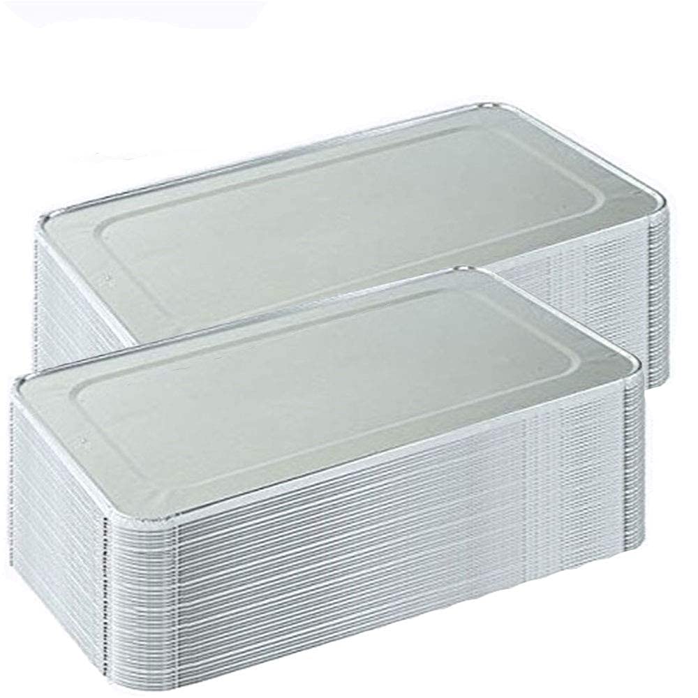 Tiger Chef Full Size Steam Table Aluminum Foil Lids - 100 Pack (21.25 x 13.25 x 0.38 Inches) for Catering, Buffets & Food Service - Heavy Duty Disposable Pan Covers for Commercial Kitchens & Restaurants