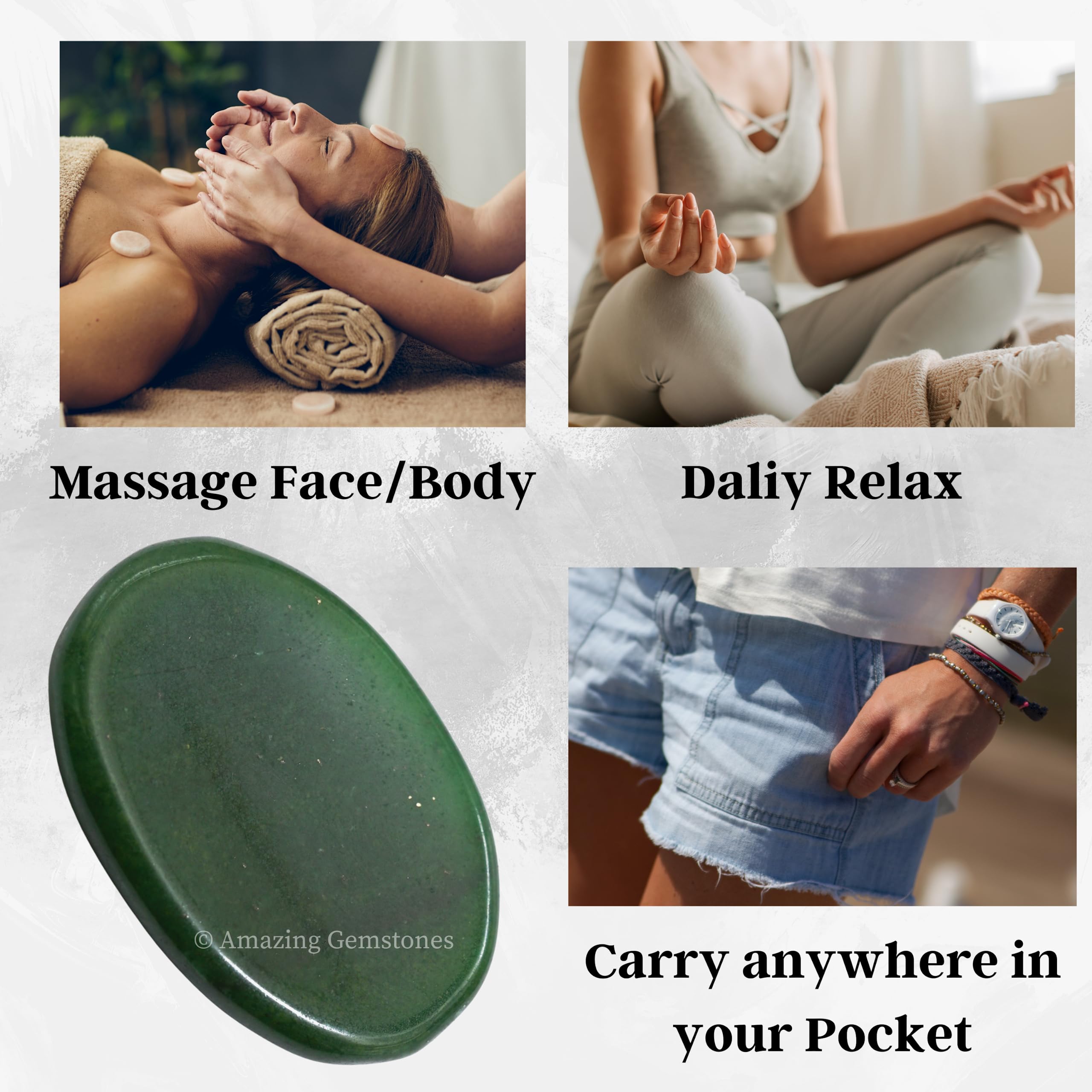 Green Jade Aventurine Worry Stone - Natural Healing Crystal for Stress Relief & Meditation - Anxiety Relief Gift for Women & Men - Perfect for Office Desk, Yoga Practice & Mindfulness Sessions