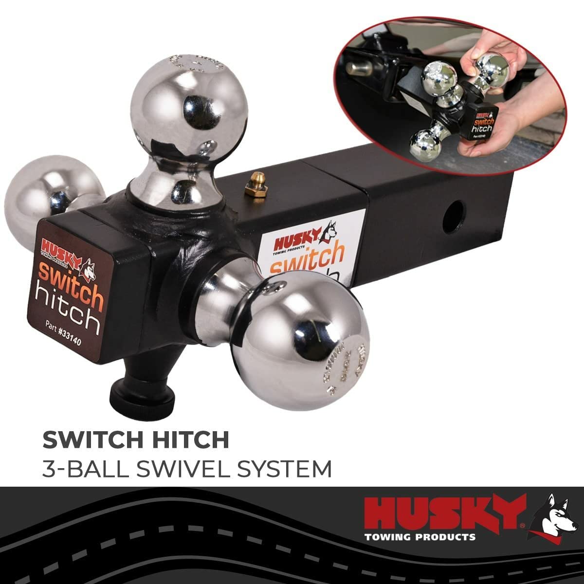 Husky Towing 33140 2-Inch Receiver Hitch Lock with Key - Heavy Duty Anti-Theft Trailer Hitch Lock for Trucks, SUVs & RVs - Secure Towing Accessories for Road Trips & Camping Adventures