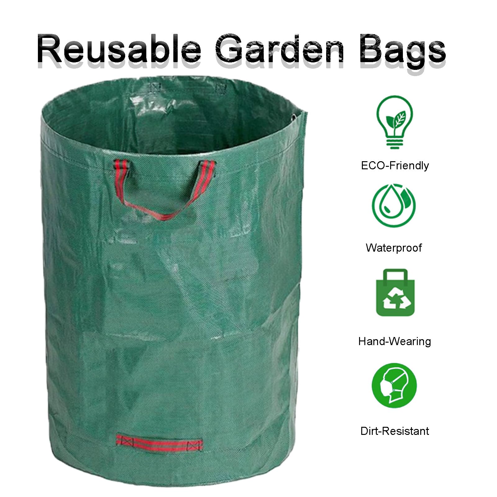 Durable 132 Gallon Reusable Garden Waste Bags - 3 Pack Thickened Leaf Bags for Yard Cleanup, Composting & Outdoor Debris Collection