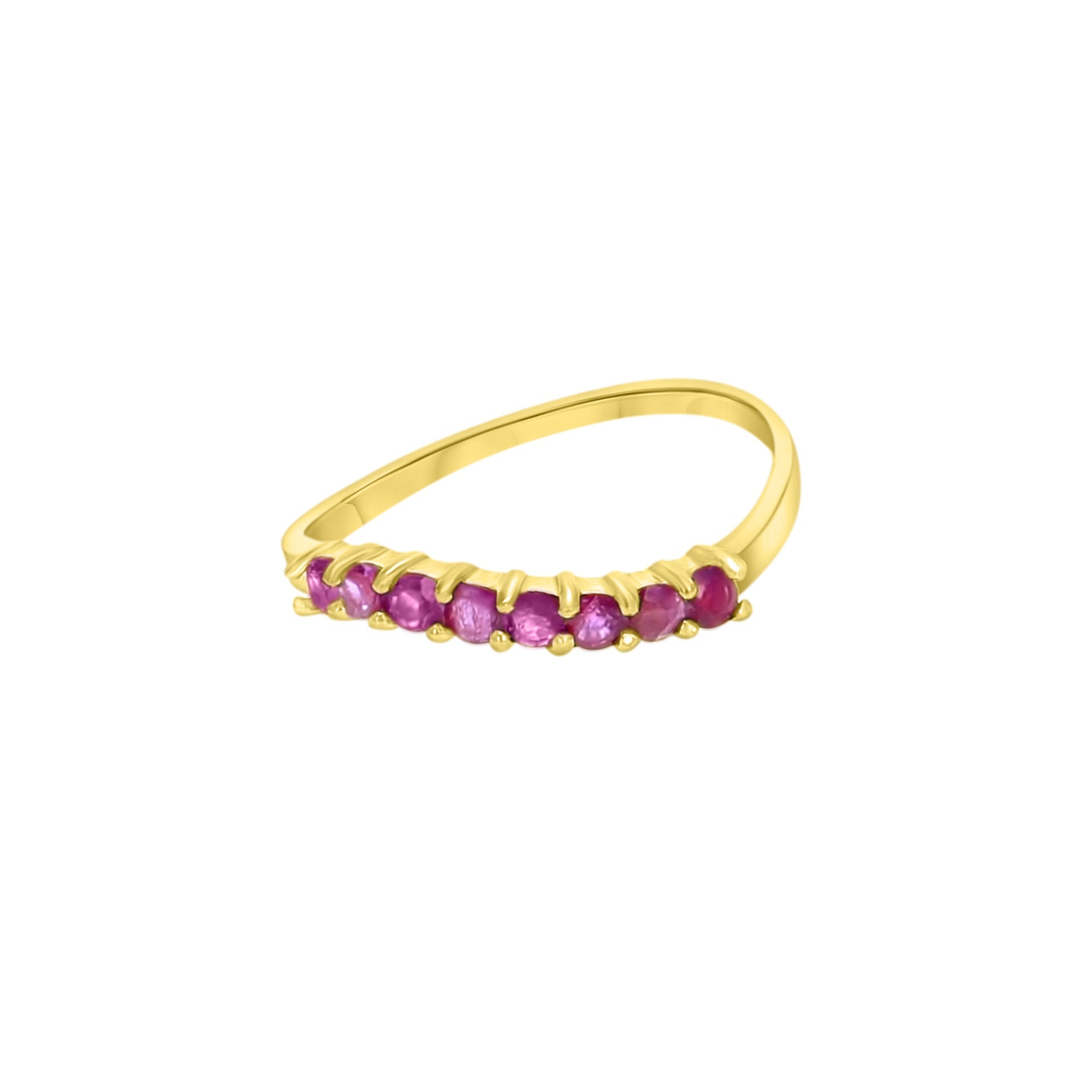 14K Yellow Gold Stackable Emerald, Ruby & Sapphire Rings for Women - Perfect for Layering, Gift Giving & Everyday Elegance
