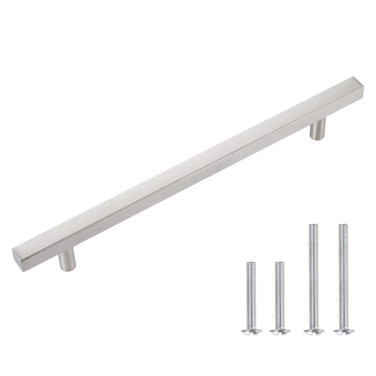5 Pack Brushed Nickel Cabinet Pulls - 5 Inch Square Bar Handles for Kitchen Cabinets, Dressers & Drawers - Stainless Steel Hollow Cupboard Knobs (Perfect for Modern Home & Office Furniture Upgrades)