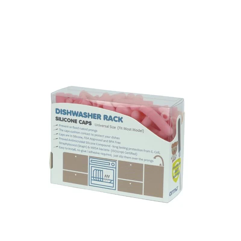 30pcs Universal Silicone Dishwasher Rack Prong Caps - Dishwasher Rack Repair Kit, Rust Prevention for Tines, Pink (Fits All Dishwasher Brands) - Protect Dishes & Prevent Rust in Daily Dishwashing