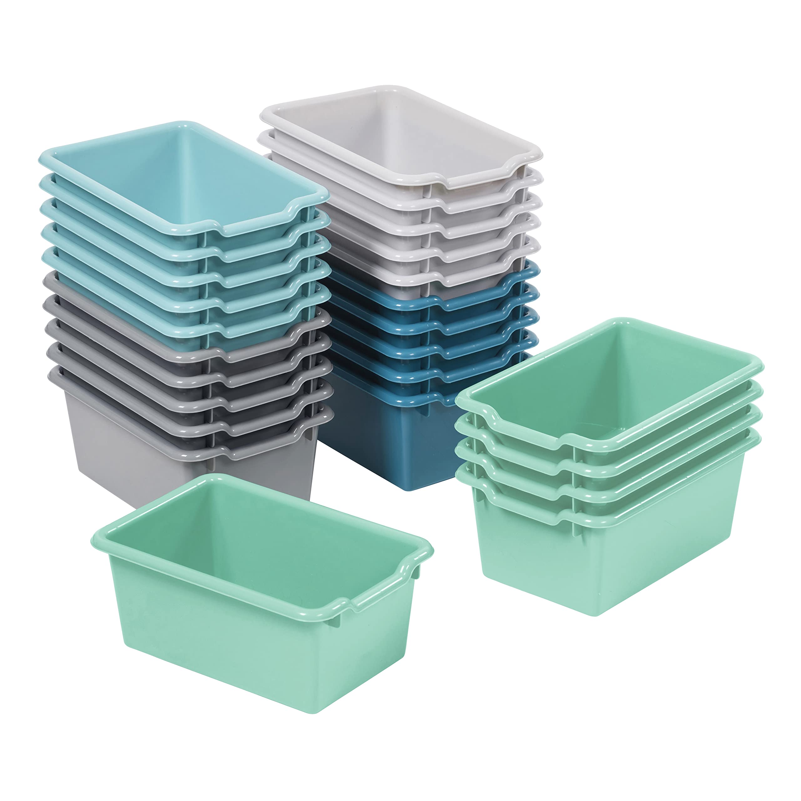 ECR4Kids Scoop Front Storage Bins - 25-Piece Set for Classroom, Playroom & Home Organization - Multipurpose Plastic Bins with Contemporary Design for Toys, Books & Supplies Storage