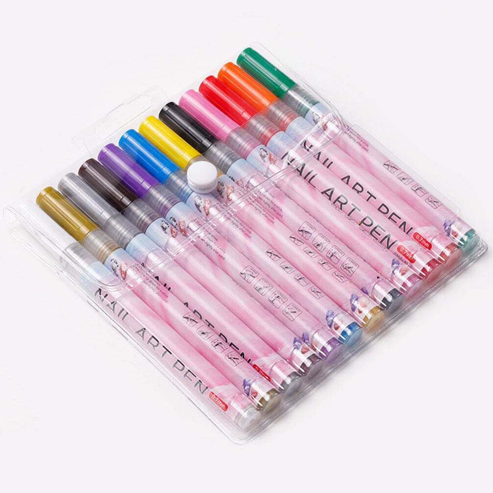FOMIYES 12pcs Nail Art Pen Set - Quick Dry Nail Polish Drops, Acrylic Paint Brush for Nail Art Designs - Perfect for DIY Manicures, Salon Professionals & Nail Art Enthusiasts